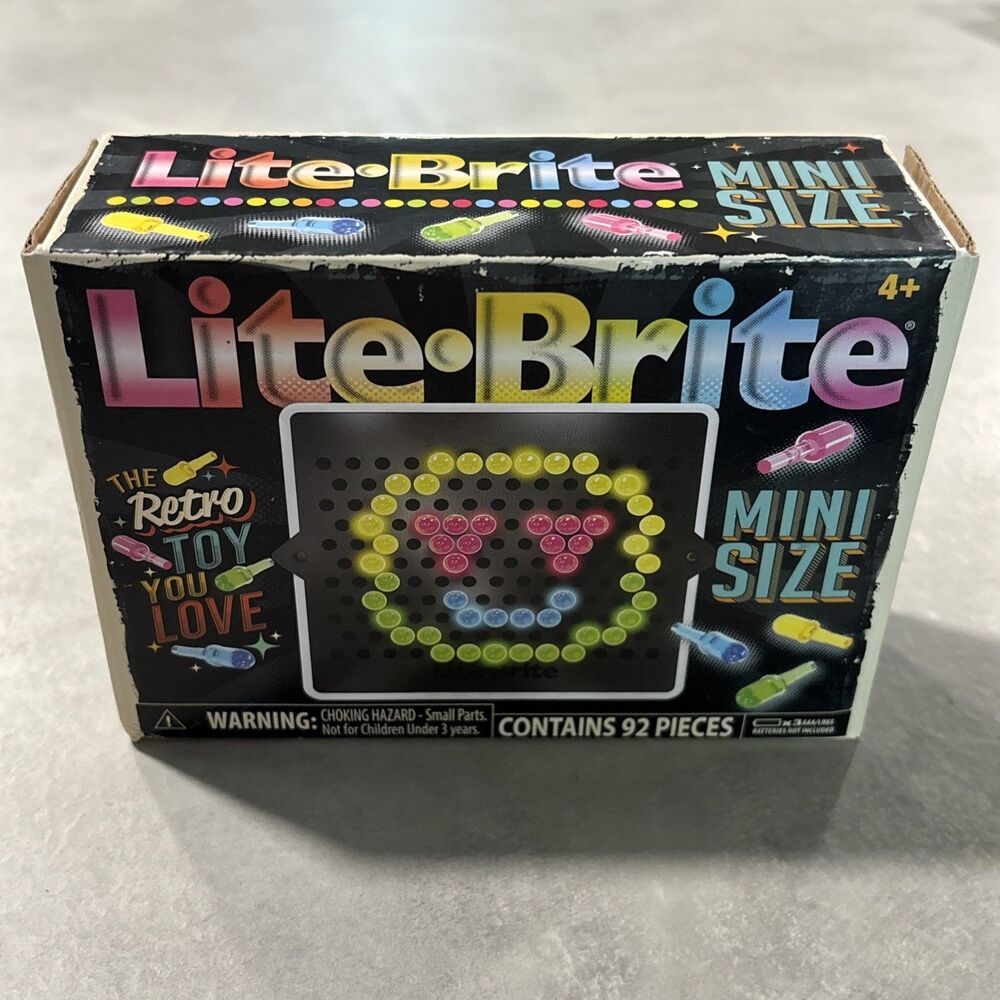 Lite Brite Mini Size (92 Pieces) Travel Size, Lights Up, Battery, Retro Toys